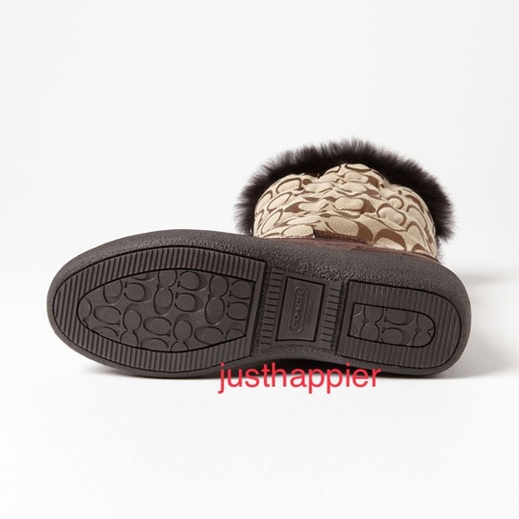 $228 NEW! COACH RABBIT FUR Signature THEONA Winter Snow Boot 6 - Picture 4 of 12